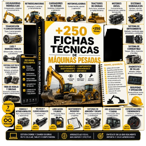 Kit +250 Fichas Técnicas de Maquinaria Pesada